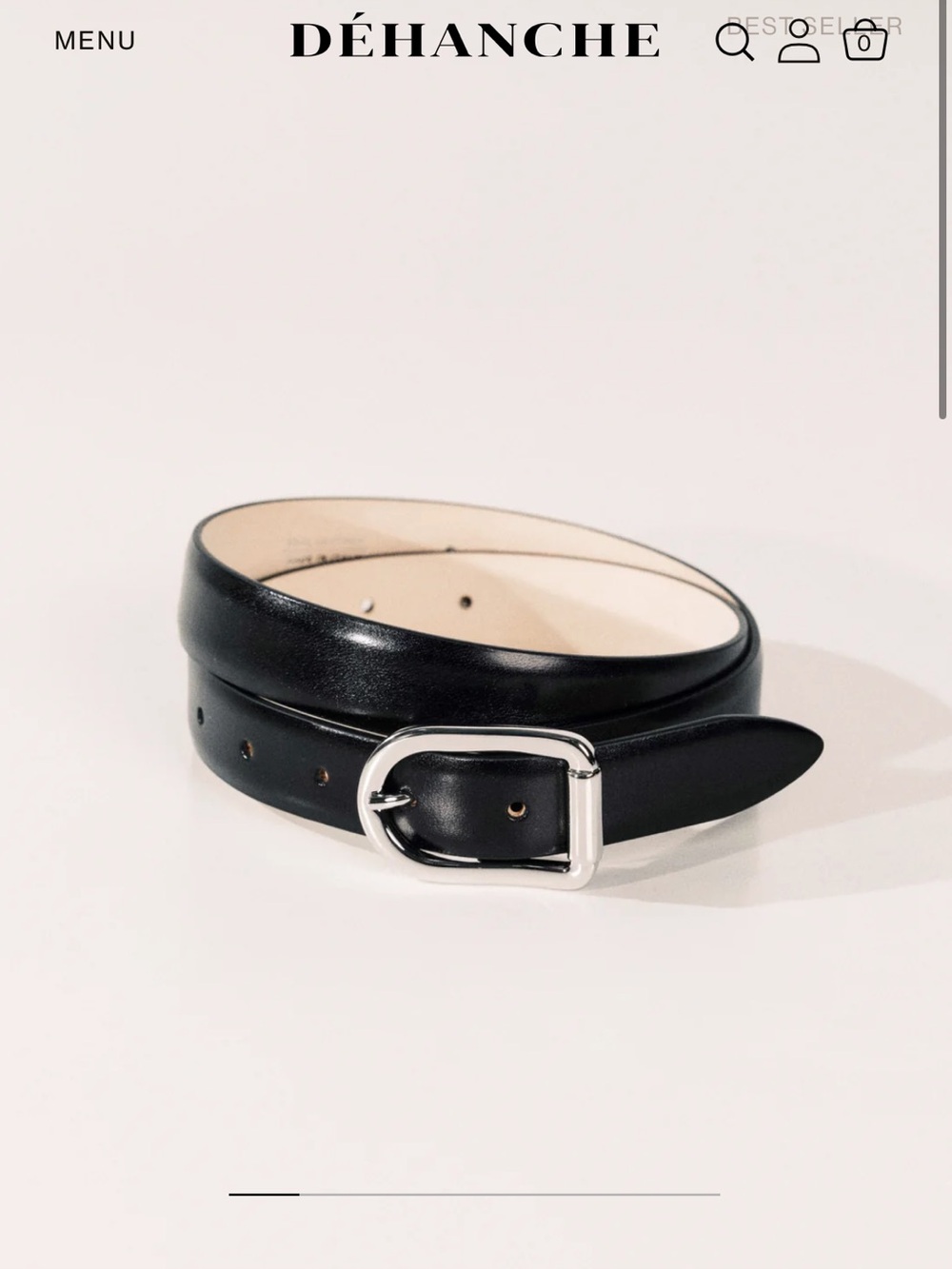 Dรฉhanche Meja Black Leather Belt with Silver Buckle (S)